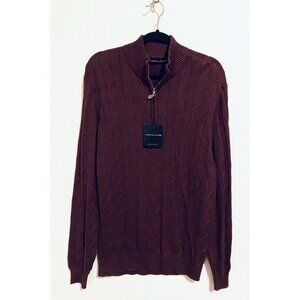 Nicklaus Sweater Mens XL Maroon Cable Knit Quarter Zip Pima Cotton Golf Hiking